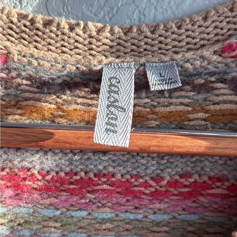 Vintage Caslon Fair Isle‎ Yoke Babydoll Knit Cardigan Cozy Cabincore Size L